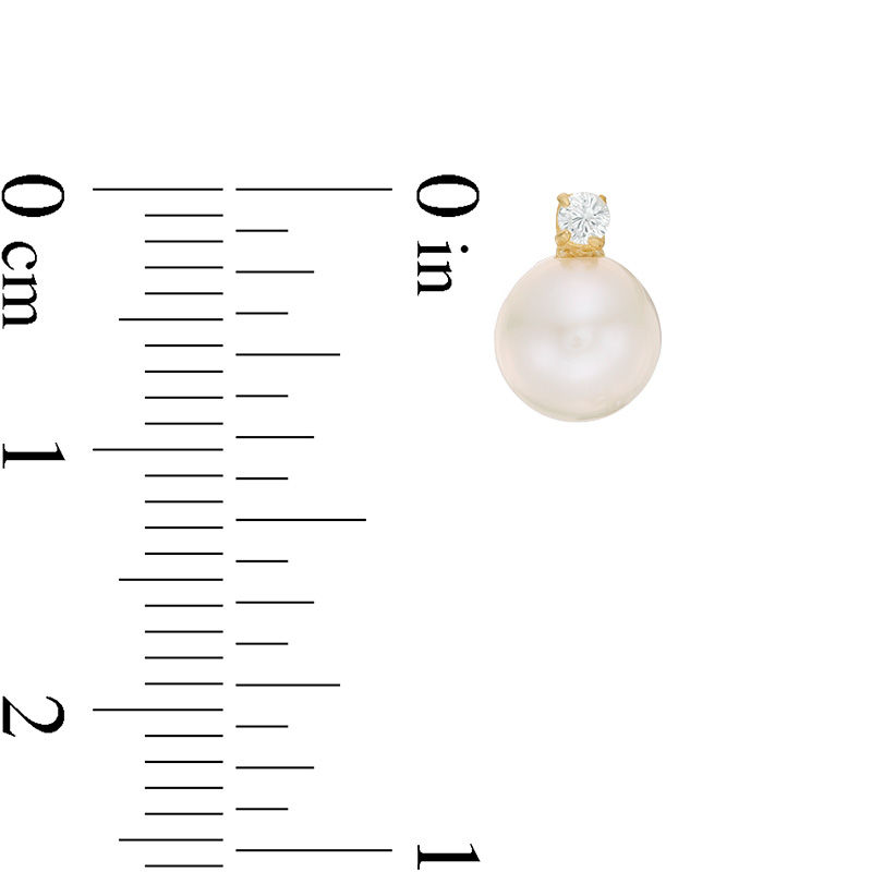 Main Image 2 of 5.75 - 6.25mm Freshwater Cultured Pearl and Lab-Created White Sapphire Stud Earrings in 10K Gold