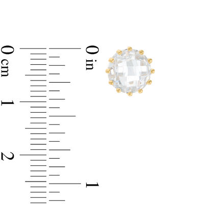 8mm Faceted Crystal Stud Earrings in 10K Gold