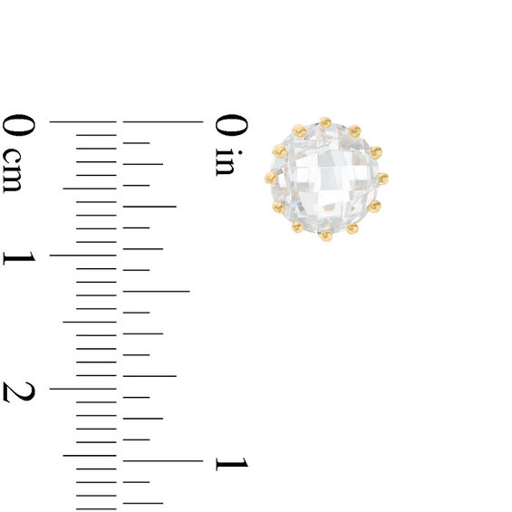 8mm Faceted Crystal Stud Earrings in 10K Gold