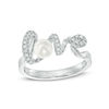 Thumbnail Image 1 of 4.75 - 5.25mm Freshwater Cultured Pearl and Cubic Zirconia "love" Ring in Sterling Silver - Size 7