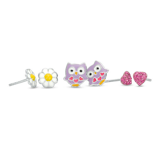 Peach Stud Earrings Sterling Silver with Enamel Color Childrens Peach Stud Earrings Sterling Silver with Enamel Color Childrens