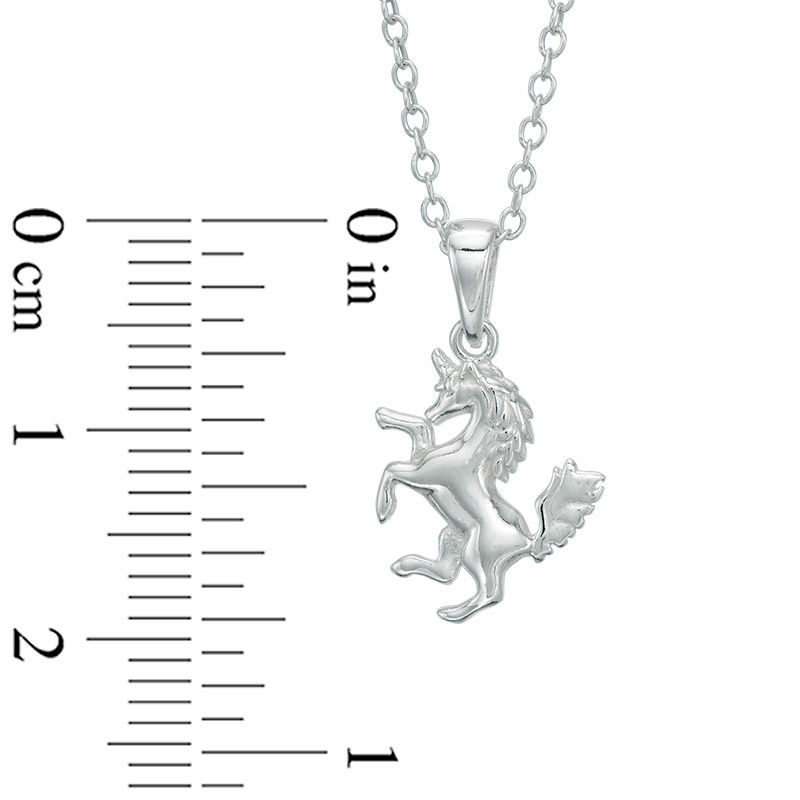 Main Image 2 of Child's Prancing Unicorn Pendant in Sterling Silver - 15"