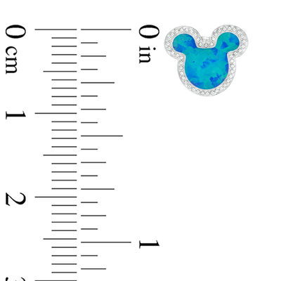 Child's ©Disney Blue Synthetic Opal and Beaded Mickey Mouse Stud Earrings in Sterling Silver