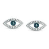 Thumbnail Image 1 of Enhanced Blue and White Diamond Accent Evil Eye Stud Earrings in Sterling Silver