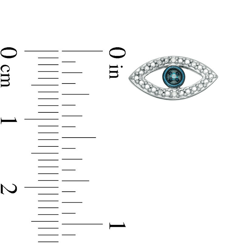 Main Image 2 of Enhanced Blue and White Diamond Accent Evil Eye Stud Earrings in Sterling Silver