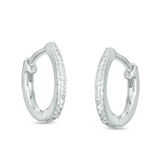 Diamond Accent Huggie Hoop Earrings in Sterling Silver