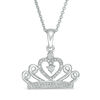 Thumbnail Image 1 of Diamond Accent Crown Pendant in Sterling Silver - 16"
