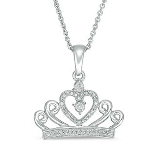 Diamond Accent Crown Pendant in Sterling Silver - 16"