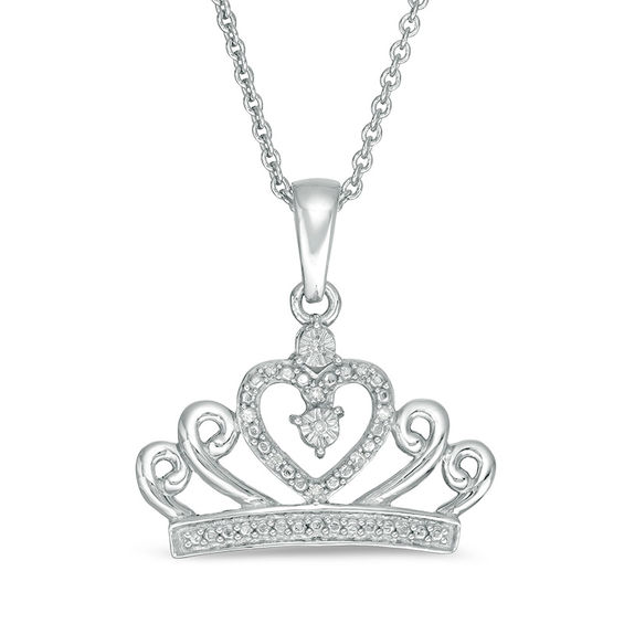 Diamond Accent Crown Pendant in Sterling Silver - 16"