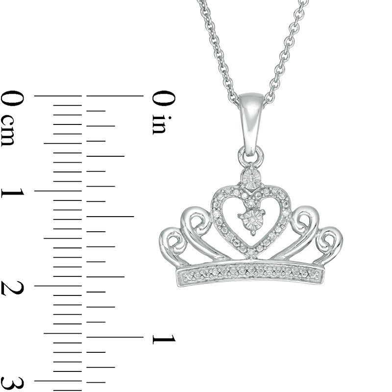 Main Image 2 of Diamond Accent Crown Pendant in Sterling Silver - 16"