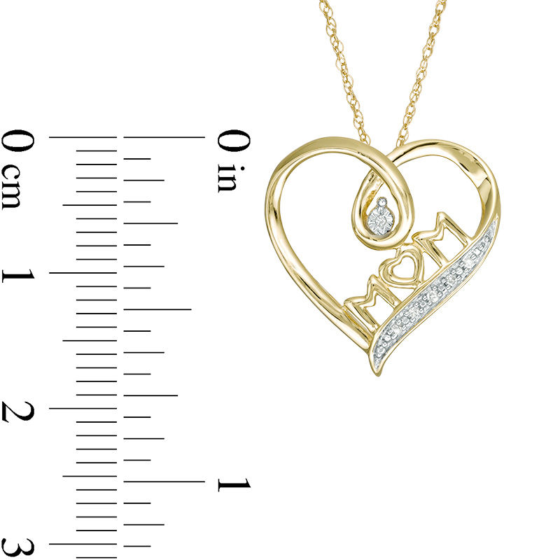 Main Image 2 of Diamond Accent "MOM" Loop Heart Pendant in 10K Gold