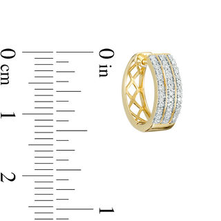 1/10 CT. T.W. Diamond Triple Row Huggie Hoop Earrings in 10K Gold