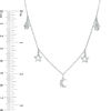 Diamond Accent Hamsa, Star and Crescent Moon Charm Choker Necklace in Sterling Silver  - 16"