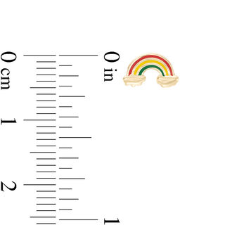 Child's 10K Gold Multi-Color Enamel Rainbow Studs