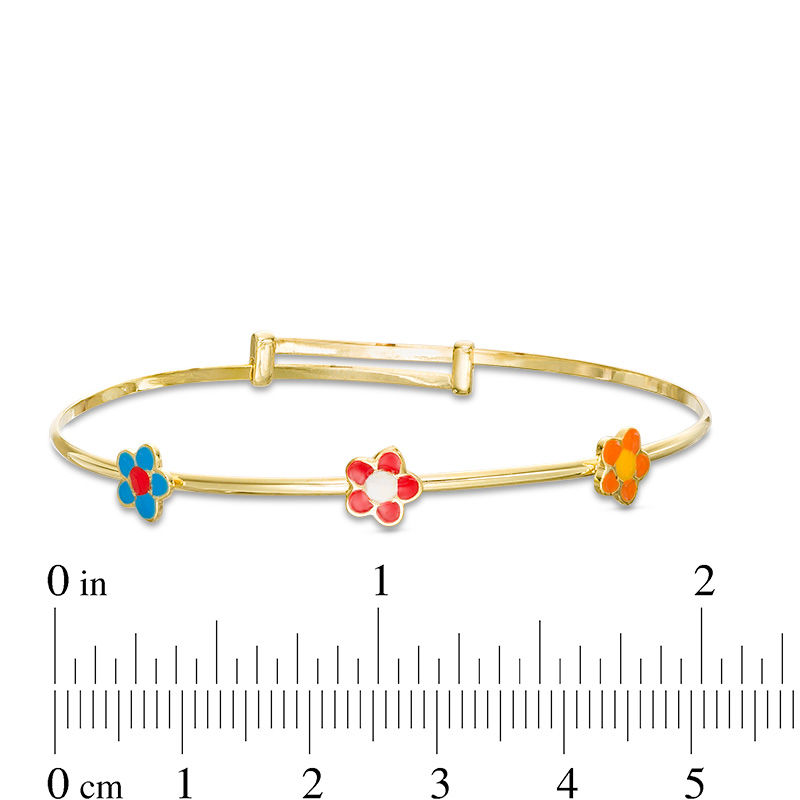 Main Image 2 of Child's Adjustable Multi-Color Enamel Flower Bangle in Copper with 14K Gold Fill - 7"
