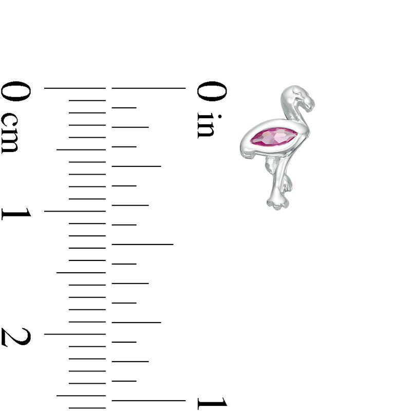 Main Image 2 of Child's Marquise Simulated Ruby Flamingo Stud Earrings in Sterling Silver