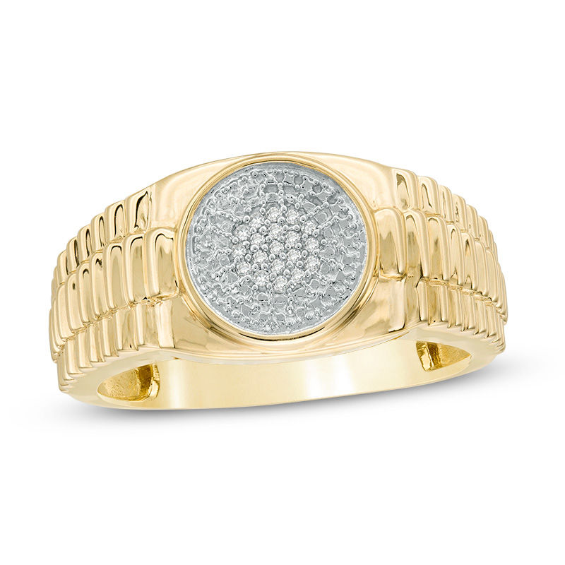 1/20 CT. T.W. Composite Diamond Triple Row Ribbed Ring in 10K Gold