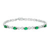 Thumbnail Image 1 of Oval Simulated Emerald and Diamond Accent Infinity Link Bracelet in Sterling Silver - 7.25"