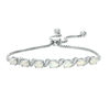 Thumbnail Image 1 of Oval Lab-Created Opal and Cubic Zirconia Cascade Bolo Bracelet in Sterling Silver - 10"