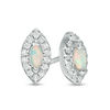 Marquise Simulated Opal and Cubic Zirconia Frame Stud Earrings in Sterling Silver