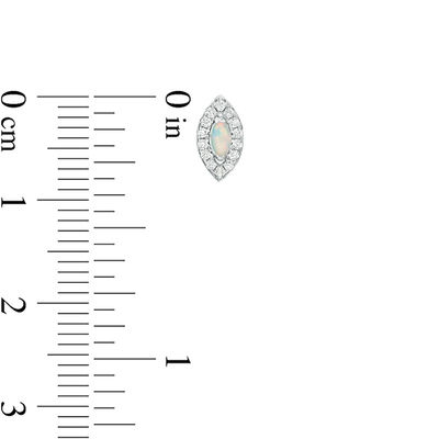 Marquise Simulated Opal and Cubic Zirconia Frame Stud Earrings in Sterling Silver