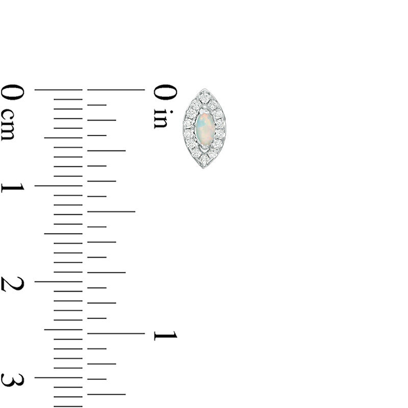 Marquise Simulated Opal and Cubic Zirconia Frame Stud Earrings in Sterling Silver