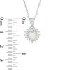 Thumbnail Image 1 of 6mm Heart-Shaped Simulated Opal and Cubic Zirconia Starburst Frame Pendant in Sterling Silver