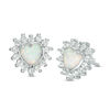 Thumbnail Image 0 of 5mm Heart-Shaped Simulated Opal and Cubic Zirconia Starburst Frame Stud Earrings in Sterling Silver