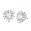 Thumbnail Image 1 of 5mm Heart-Shaped Simulated Opal and Cubic Zirconia Starburst Frame Stud Earrings in Sterling Silver