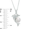 Thumbnail Image 2 of 8mm Freshwater Cultured Pearl and Cubic Zirconia Dolphin Pendant in Sterling Silver