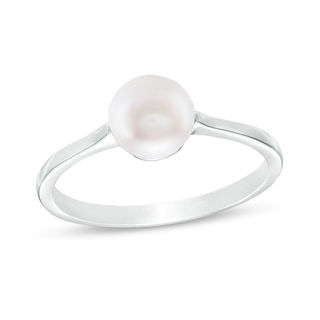 6mm Freshwater Cultured Pearl Ring in Sterling Silver - Size 7