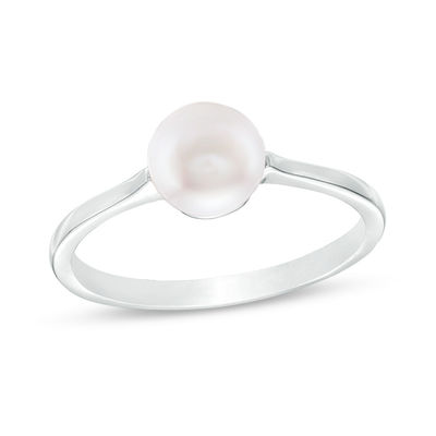 6mm Freshwater Cultured Pearl Ring in Sterling Silver - Size 7