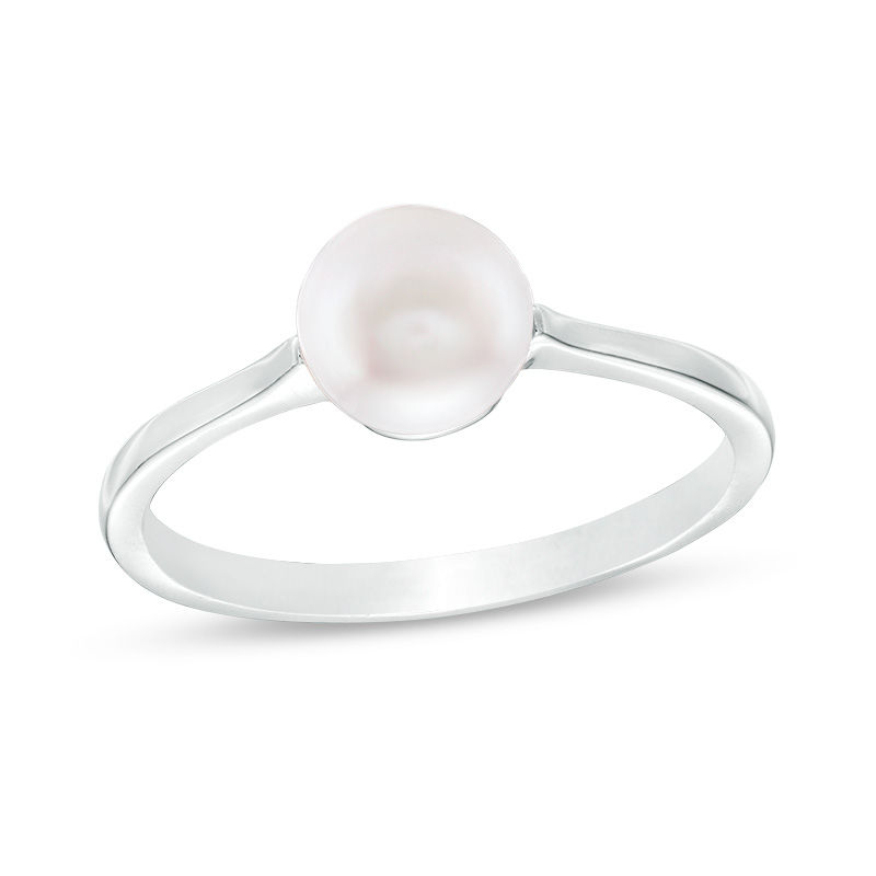 6mm Cultured Freshwater Pearl Ring in Sterling Silver - Size 7