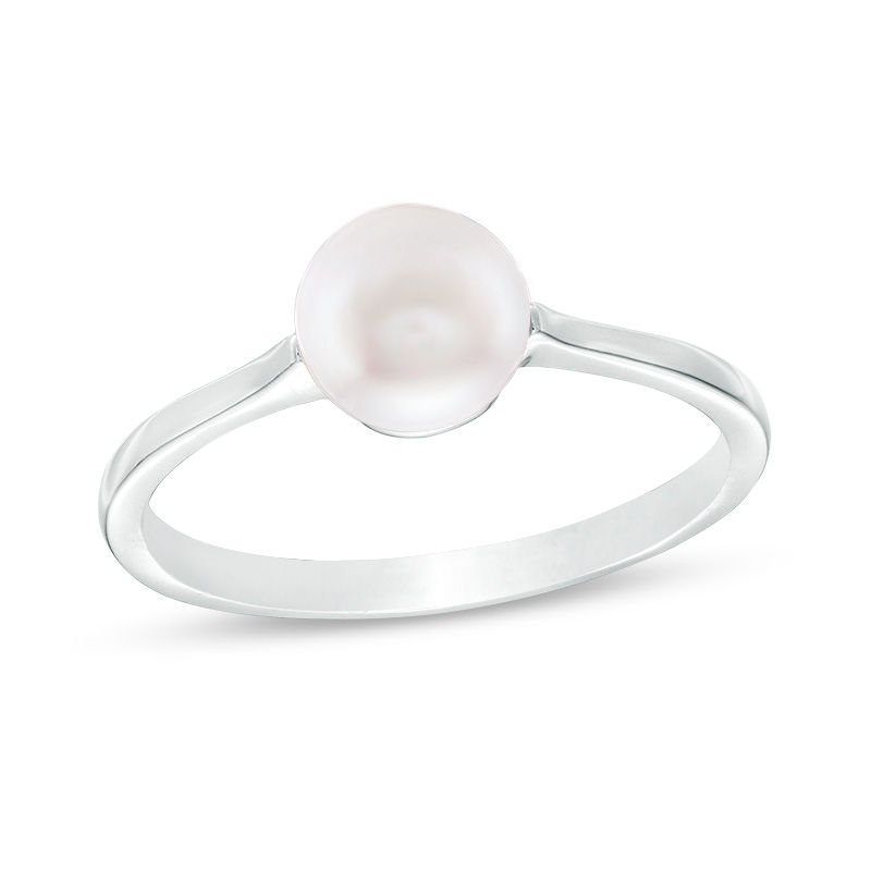 Main Image 1 of 6mm Freshwater Cultured Pearl Ring in Sterling Silver - Size 7