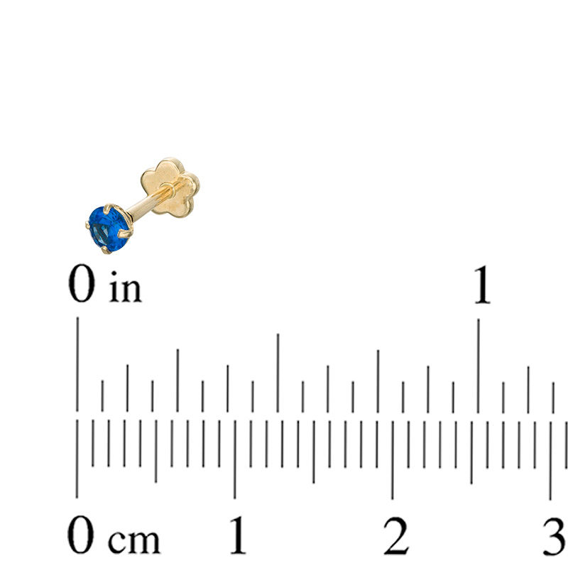 Main Image 2 of 019 Gauge 3mm Blue Cubic Zirconia Cartilage Barbell in 14K Gold