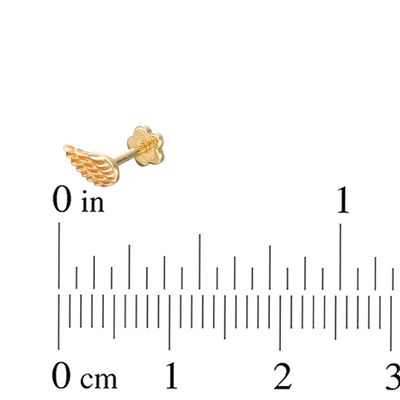 019 Gauge Diamond-Cut Angel Wing Cartilage Barbell in 14K Gold