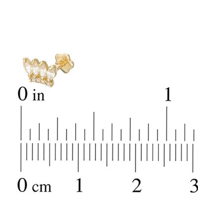019 Gauge Marquise and Round Cubic Zirconia Crown Cartilage Barbell in 14K Gold