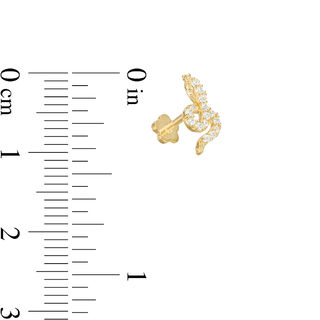 019 Gauge Cubic Zirconia Snake Cartilage Barbell in 14K Gold