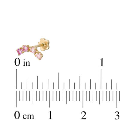 019 Gauge Curved Pink Cubic Zirconia Ombré Cartilage Barbell in 14K Gold