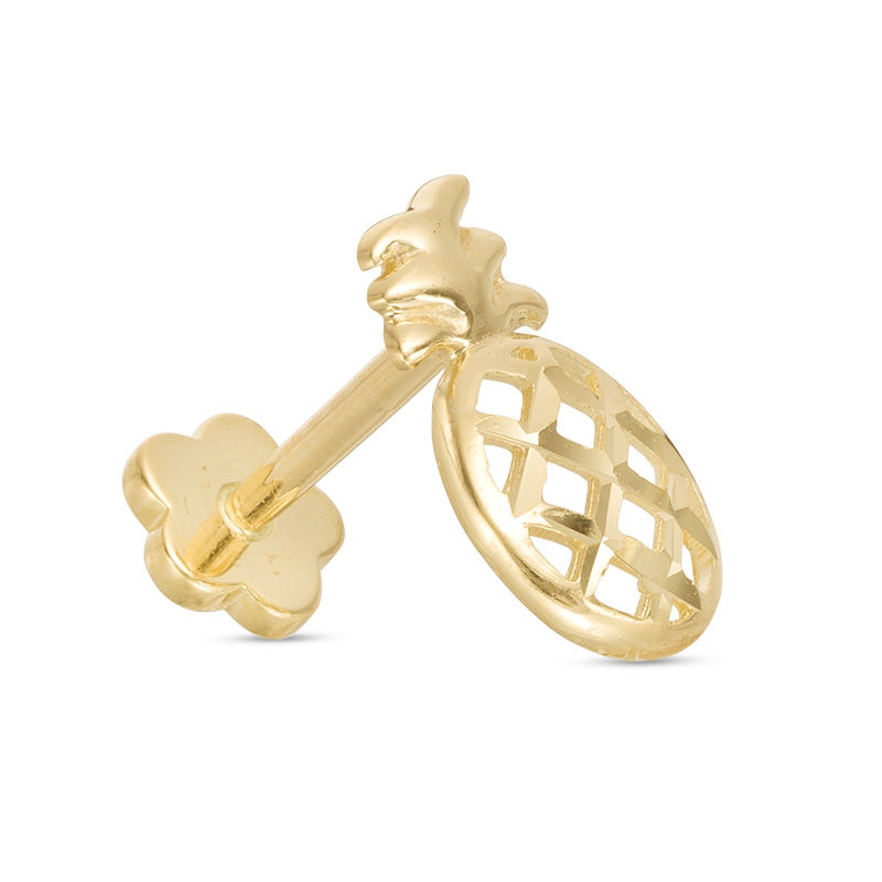 019 Gauge Cut-Out Pineapple Cartilage Barbell in 14K Gold