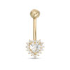 014 Gauge 5mm Cubic Zirconia Shadow Heart Belly Button Ring in 10K Gold
