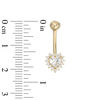 014 Gauge 5mm Cubic Zirconia Shadow Heart Belly Button Ring in 10K Gold