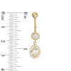 Thumbnail Image 2 of 014 Gauge Oval and Round Cubic Zirconia Frame Dangle in 10K Gold