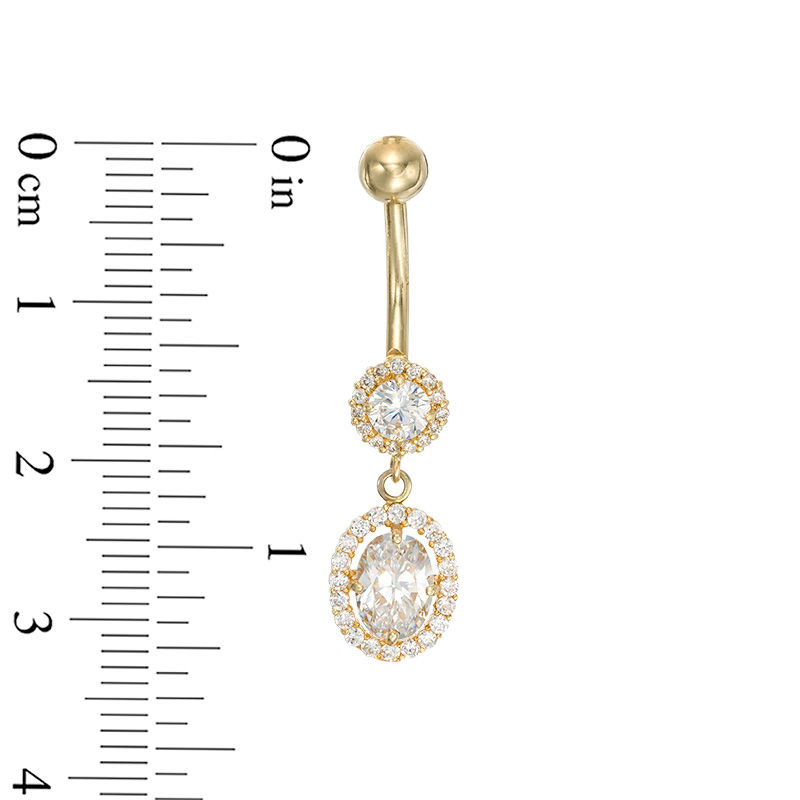 Main Image 2 of 014 Gauge Oval and Round Cubic Zirconia Frame Dangle in 10K Gold