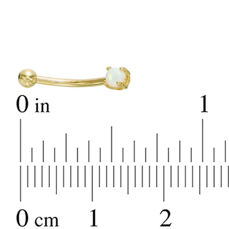 Main Image 2 of 016 Gauge 3mm Simulated Opal Curved Barbell in 10K Gold