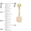 014 Gauge Oval Simulated Opal and Cubic Zirconia Starburst Frame Belly Button Ring in 10K Gold