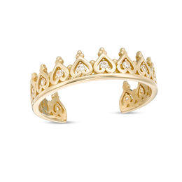 Adjustable Cubic Zirconia Crown Toe Ring in Solid 10K Gold