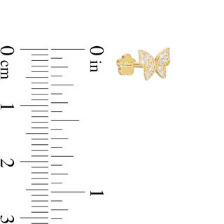 019 Gauge Cubic Zirconia Butterfly Cartilage Barbell in 14K Gold
