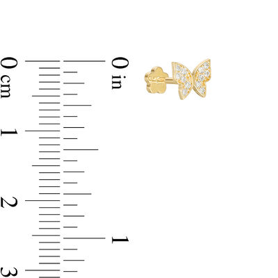 019 Gauge Cubic Zirconia Butterfly Cartilage Barbell in 14K Gold
