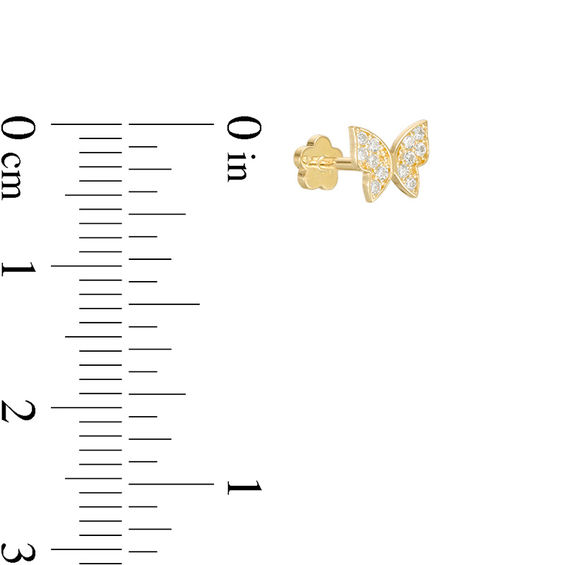019 Gauge Cubic Zirconia Butterfly Cartilage Barbell in 14K Gold